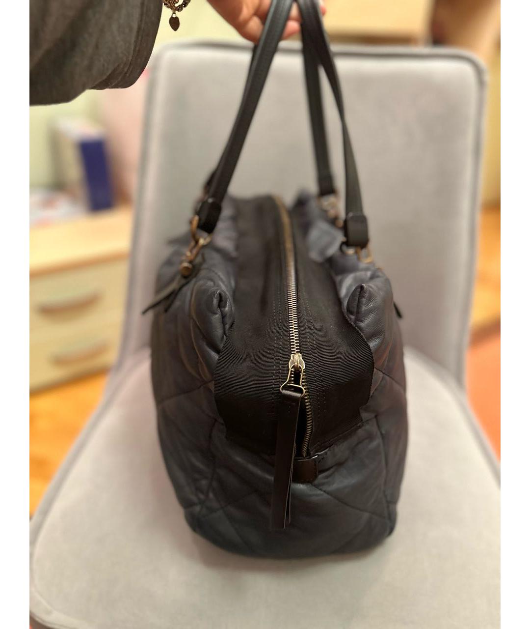 LANVIN Темно-синяя кожаная сумка с короткими ручками, фото 2