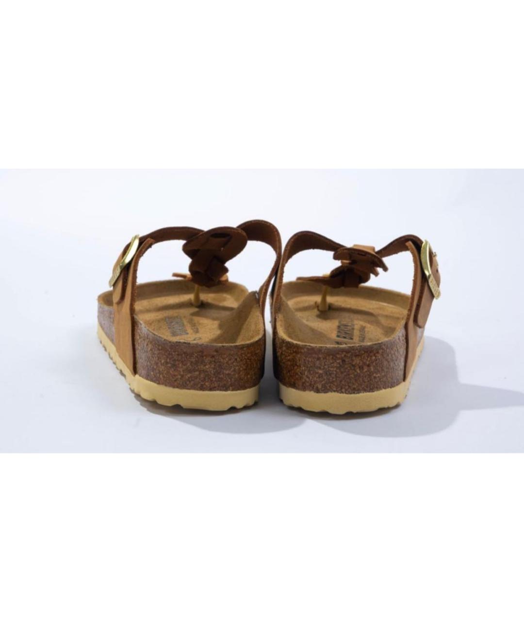 BIRKENSTOCK Коричневые кожаные шлепанцы, фото 4