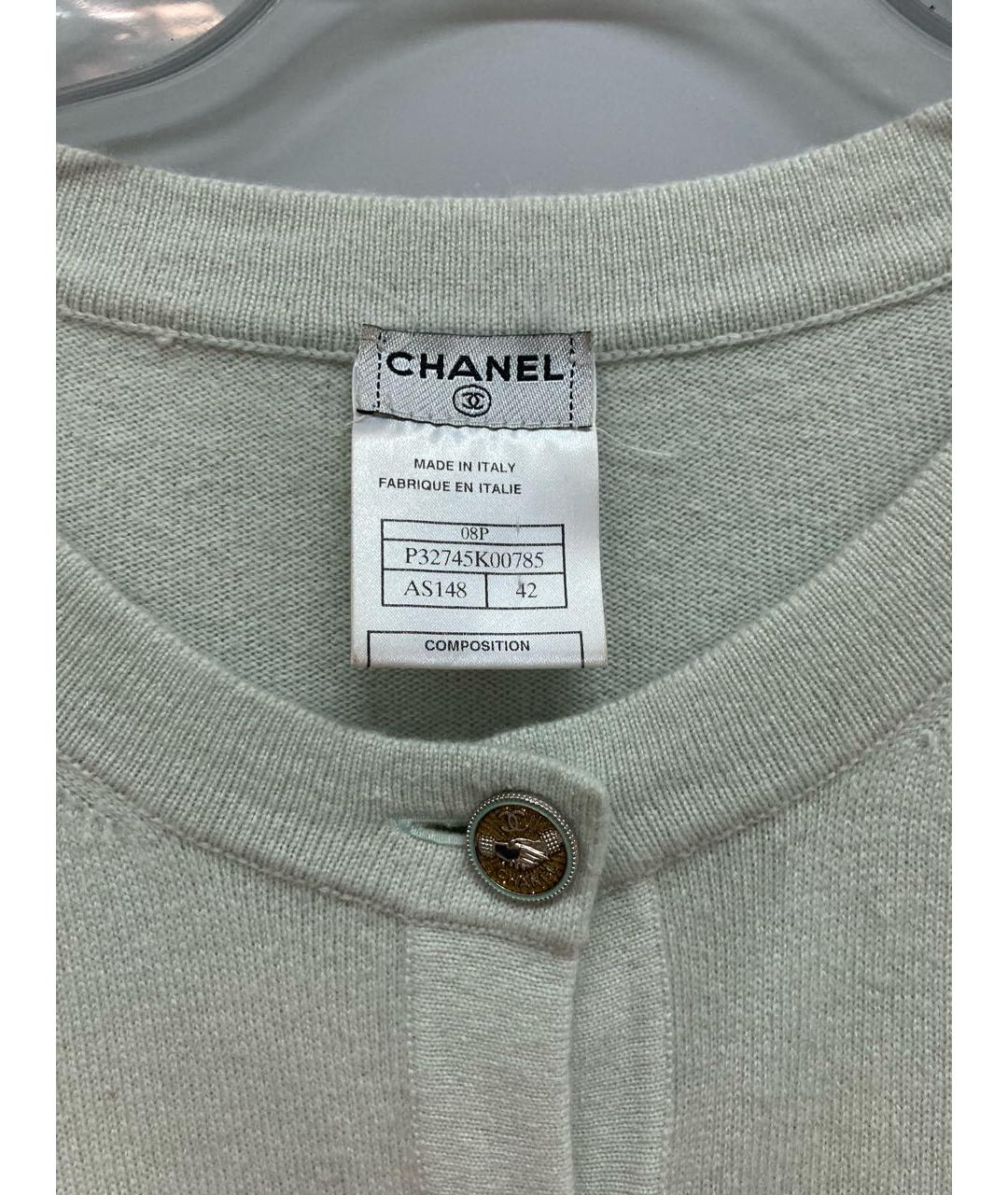 CHANEL Салатовый кашемировый кардиган, фото 3