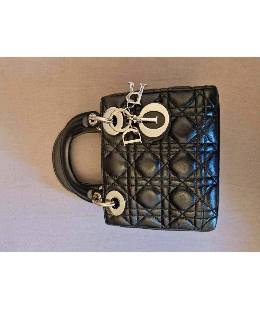 CHRISTIAN DIOR Черная кожаная сумка с короткими ручками, фото 6