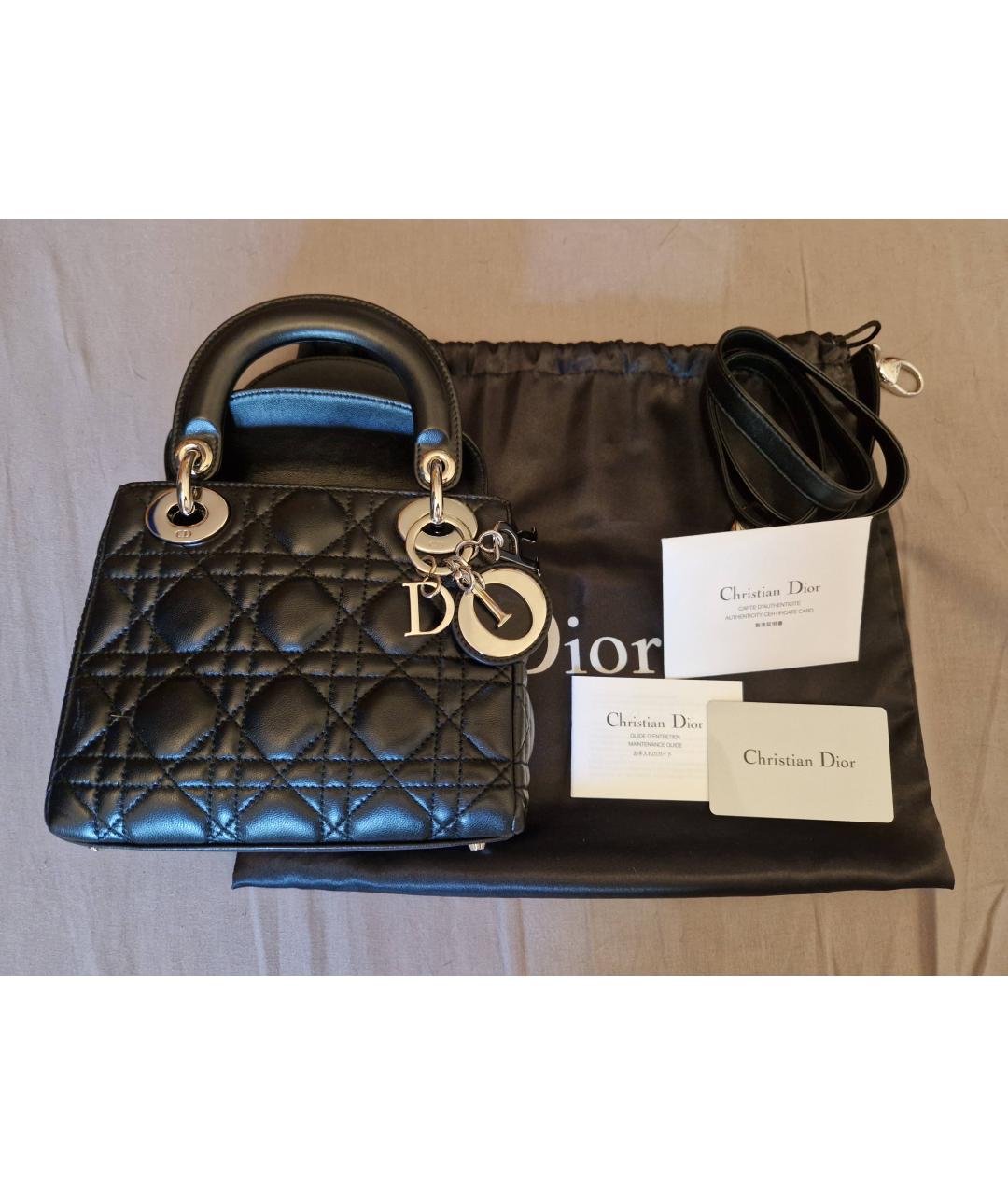 CHRISTIAN DIOR Черная кожаная сумка с короткими ручками, фото 5