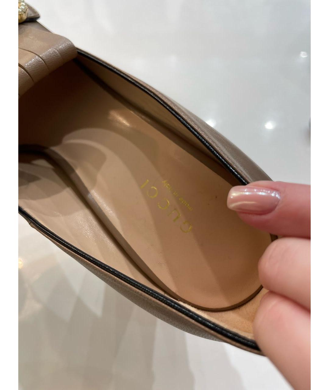 GUCCI Бежевые кожаные туфли, фото 5