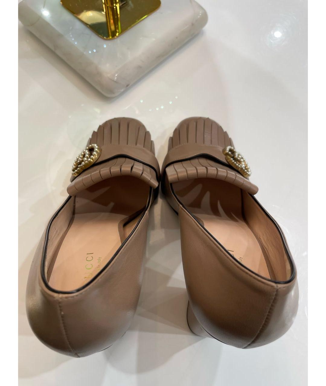 GUCCI Бежевые кожаные туфли, фото 4