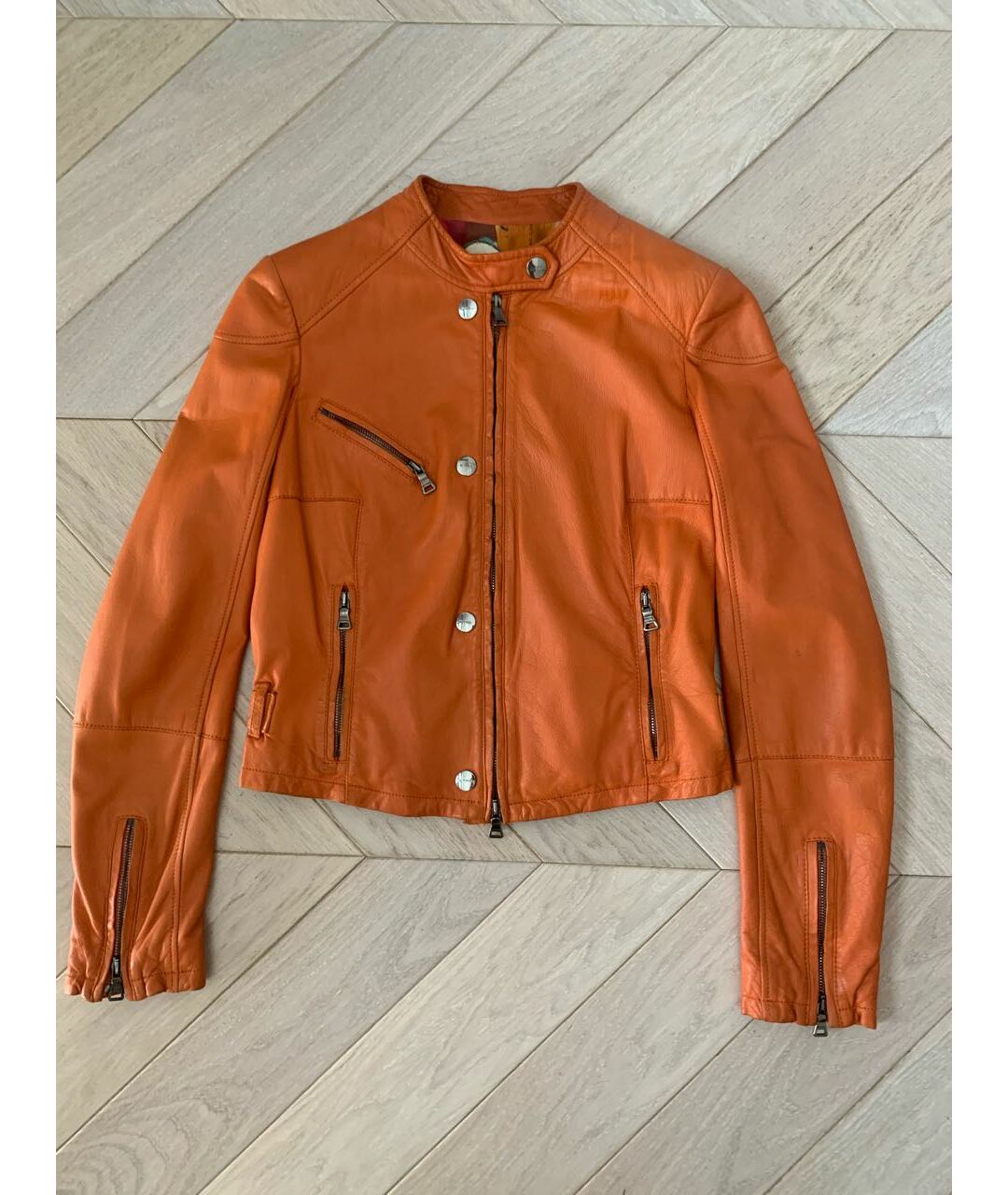 ETRO Оранжевая кожаная куртка, фото 5