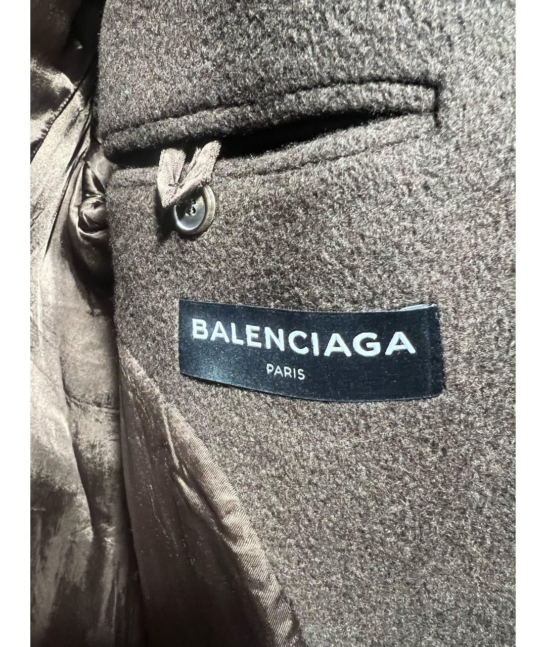 BALENCIAGA Коричневое шерстяное пальто, фото 4