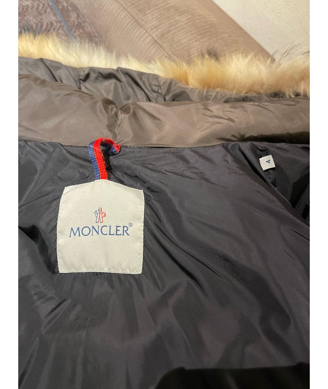 MONCLER Хаки полиэстеровый пуховик, фото 3