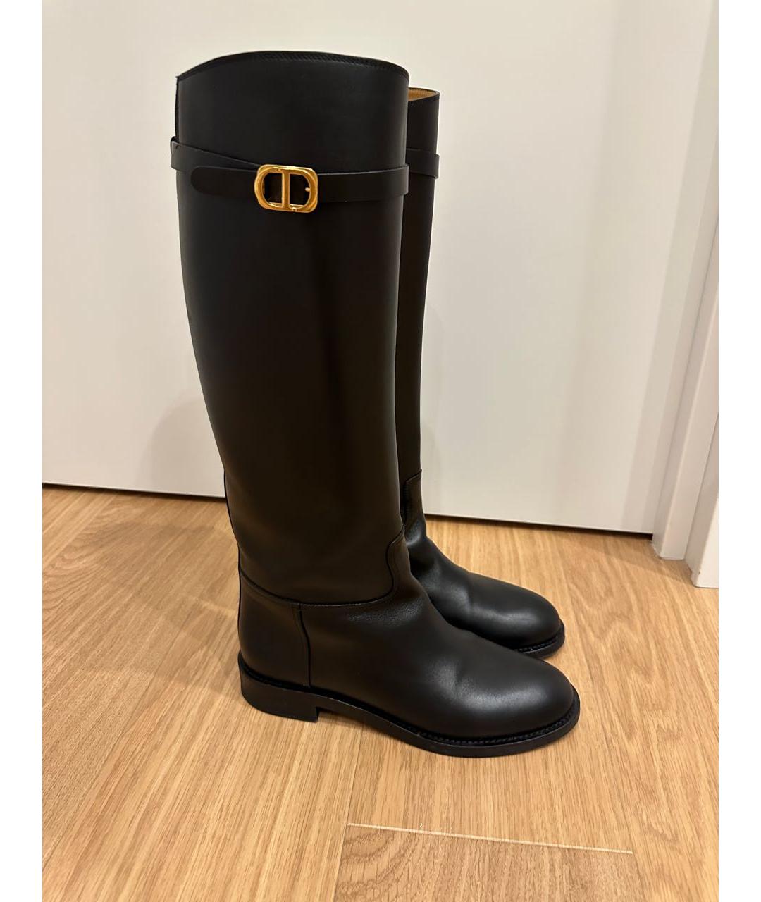 CHRISTIAN DIOR Черные кожаные сапоги, фото 5