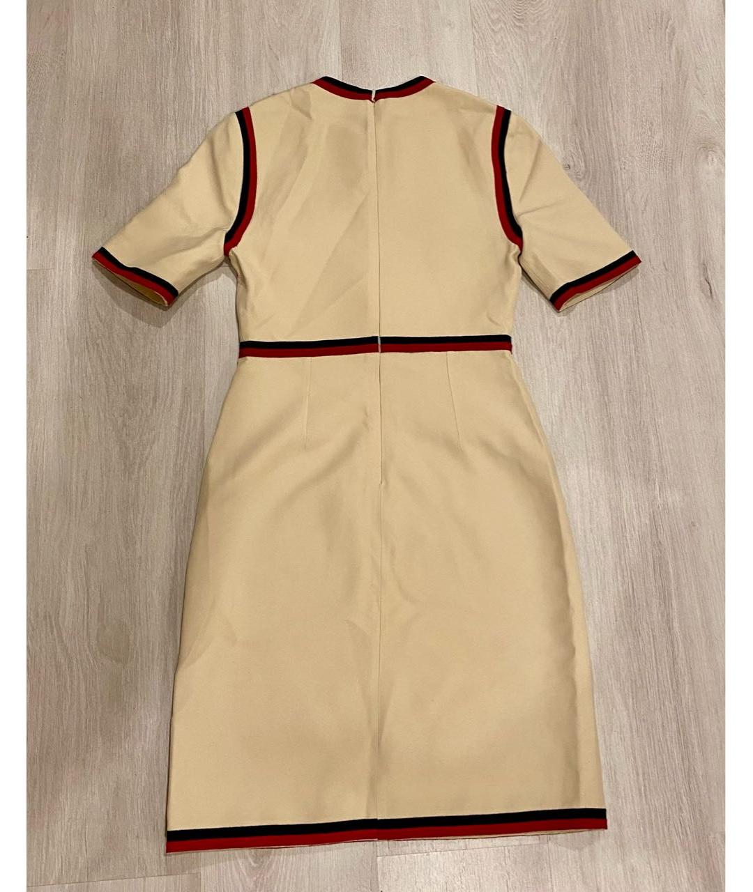 GUCCI Бежевое шелковое платье, фото 2