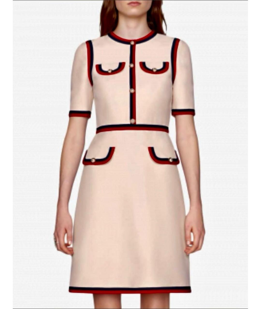 GUCCI Бежевое шелковое платье, фото 6