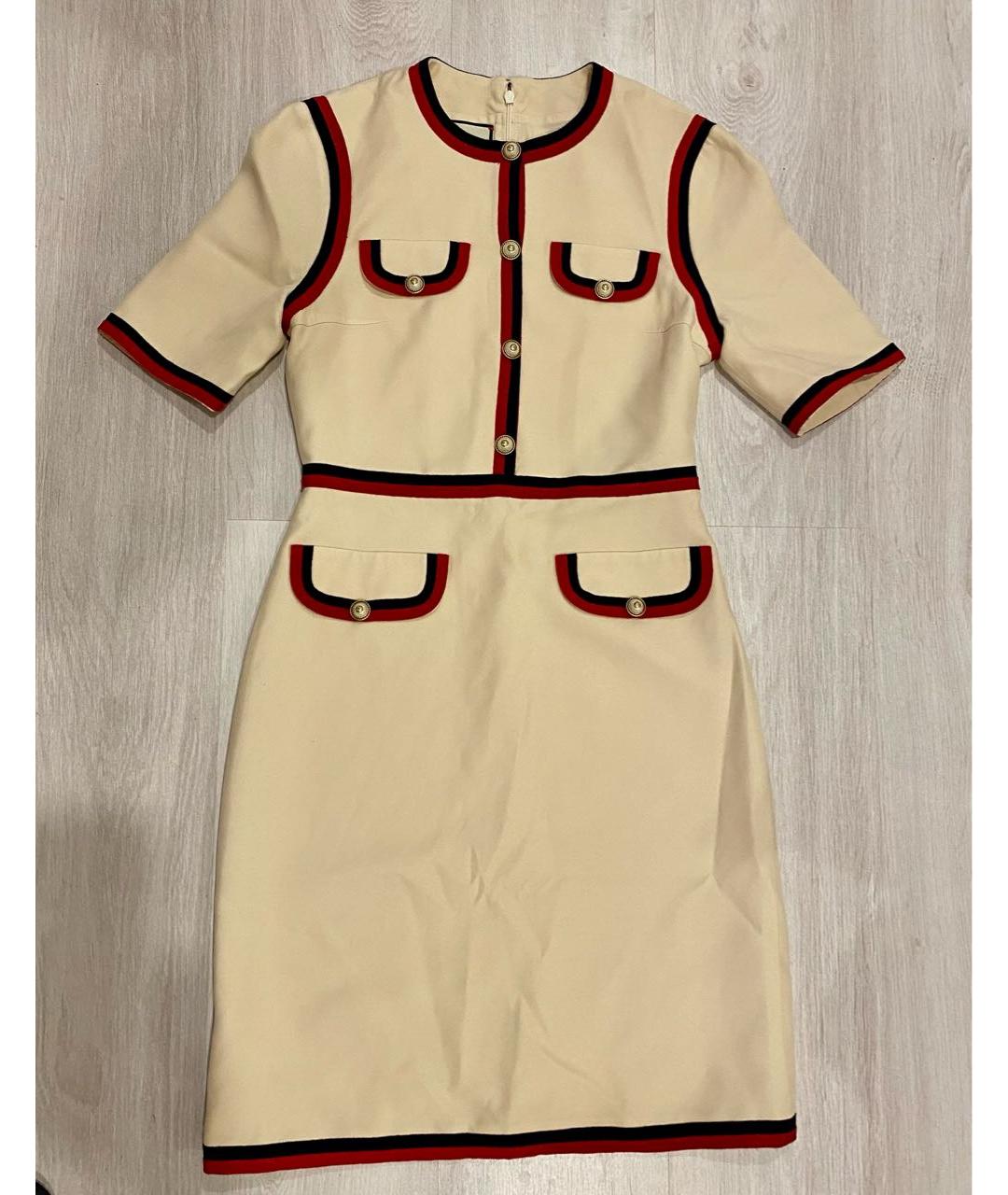 GUCCI Бежевое шелковое платье, фото 9