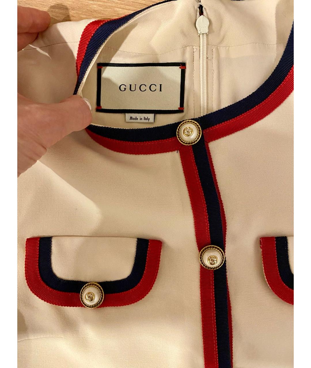 GUCCI Бежевое шелковое платье, фото 3