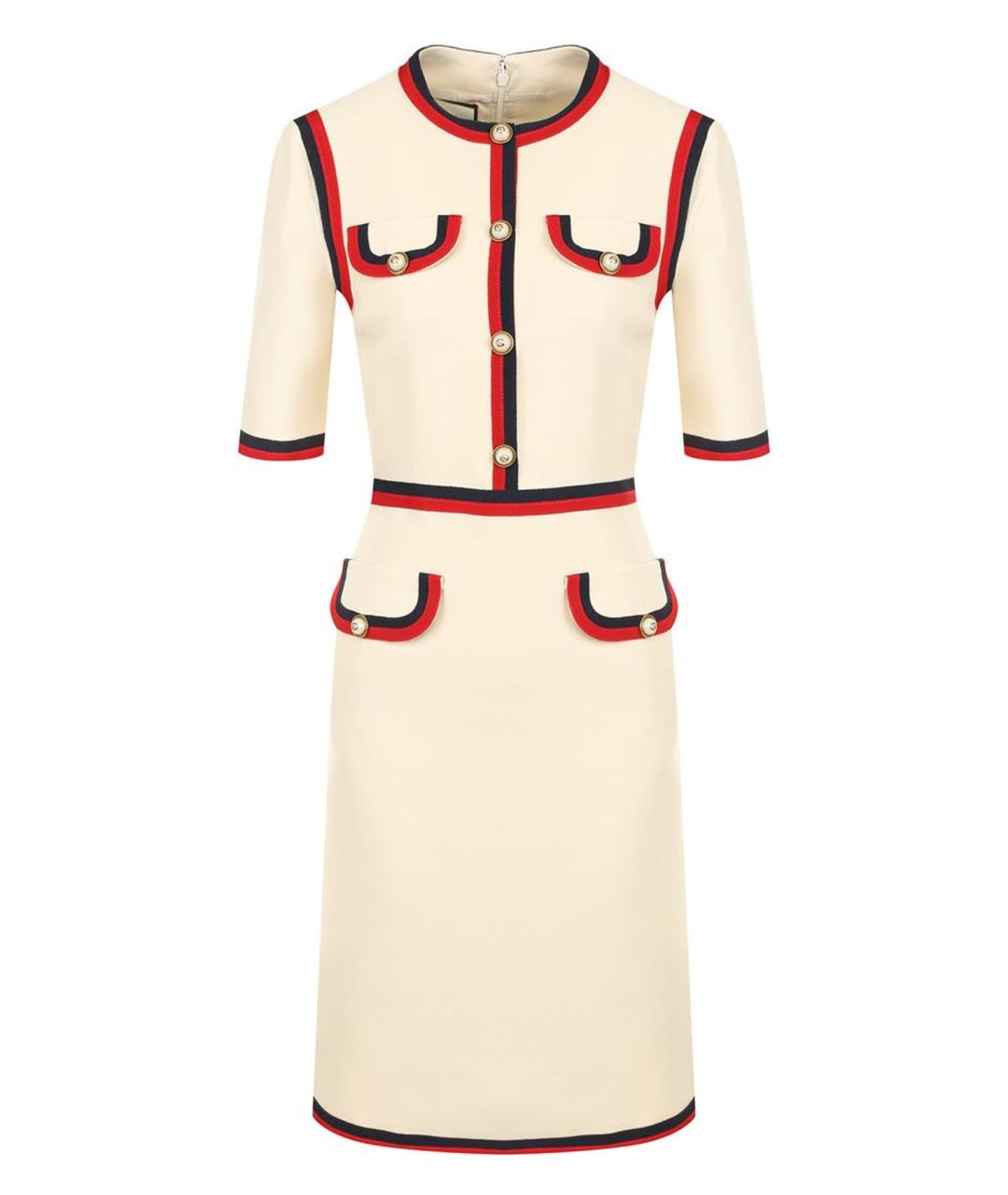 GUCCI Бежевое шелковое платье, фото 1