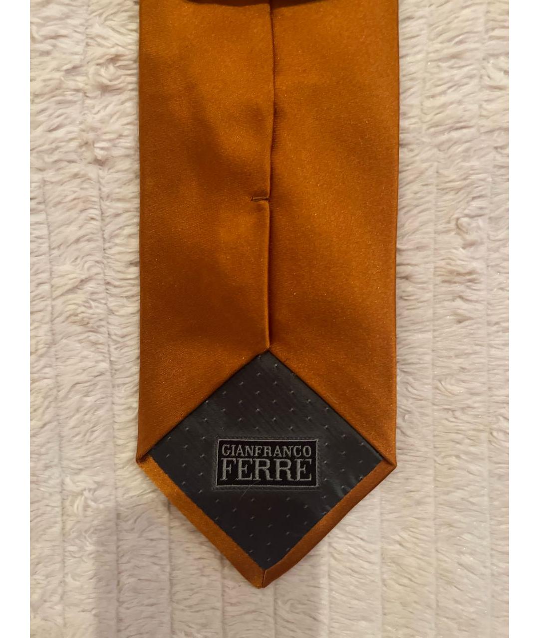 GIANFRANCO FERRE Золотой шелковый галстук, фото 3