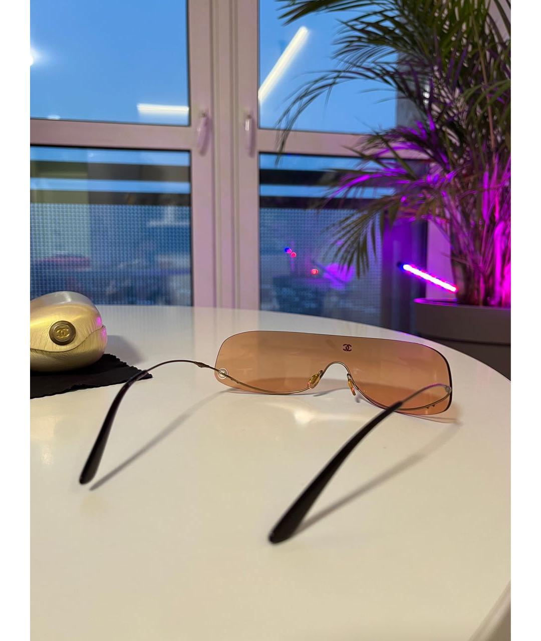 CHANEL PRE-OWNED Коричневые металлические солнцезащитные очки, фото 5