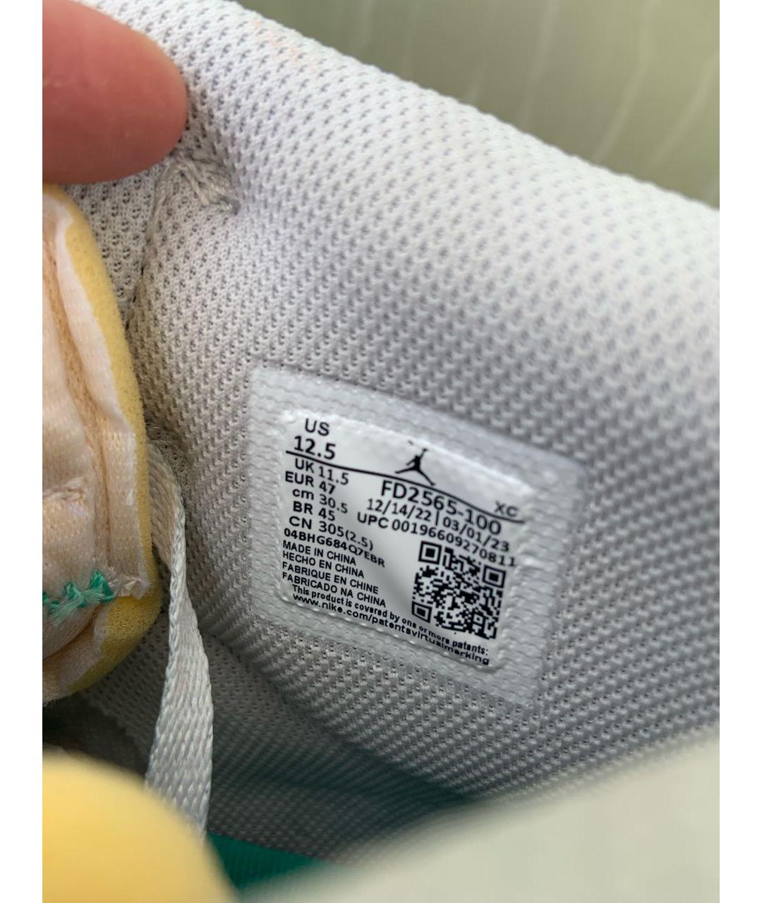 JORDAN Бежевые кожаные высокие кроссовки / кеды, фото 8