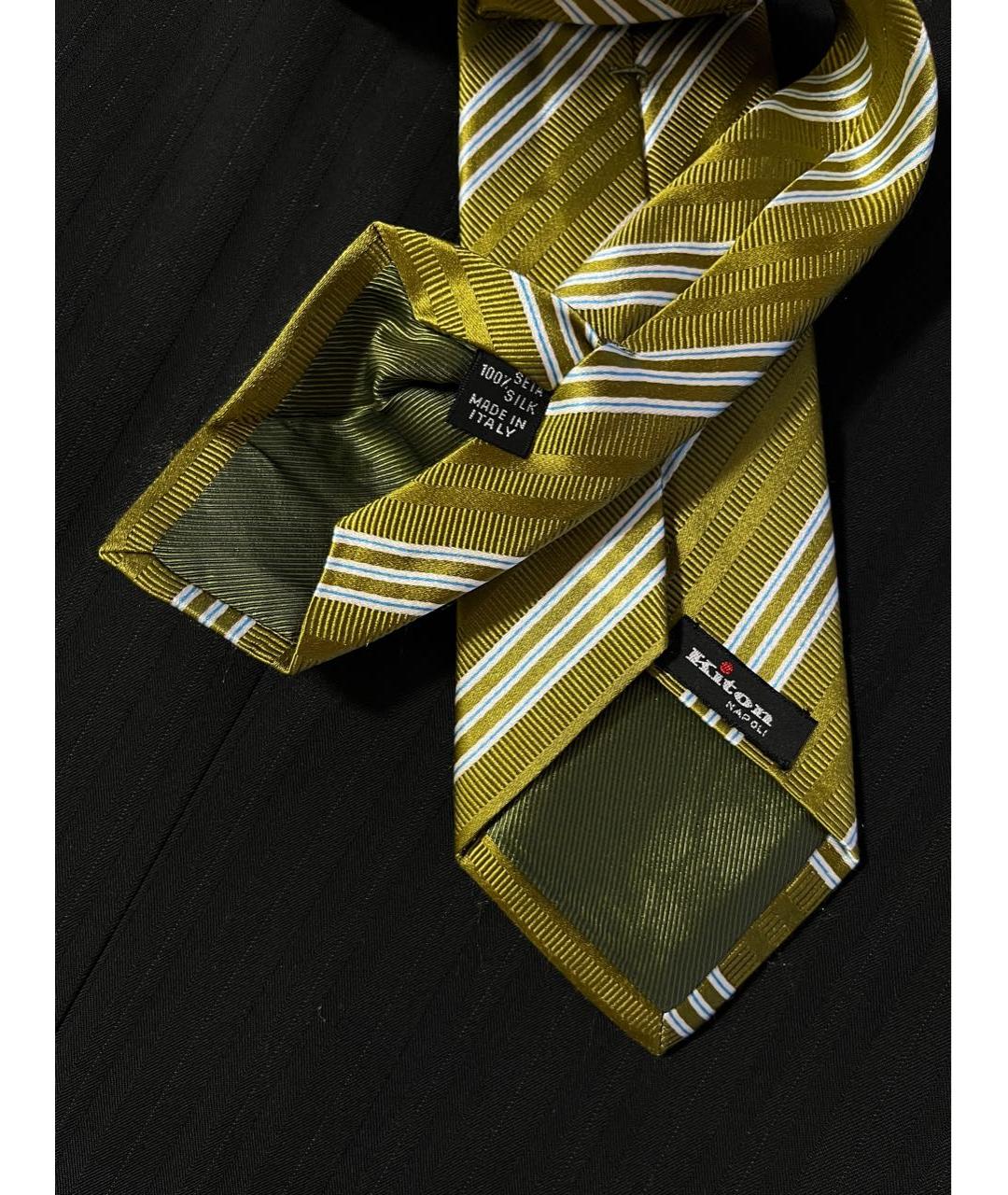 KITON Салатовый шелковый галстук, фото 2