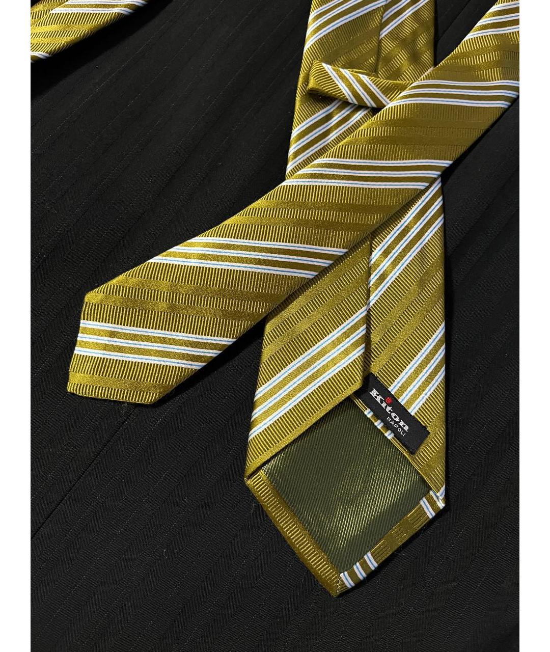 KITON Салатовый шелковый галстук, фото 3