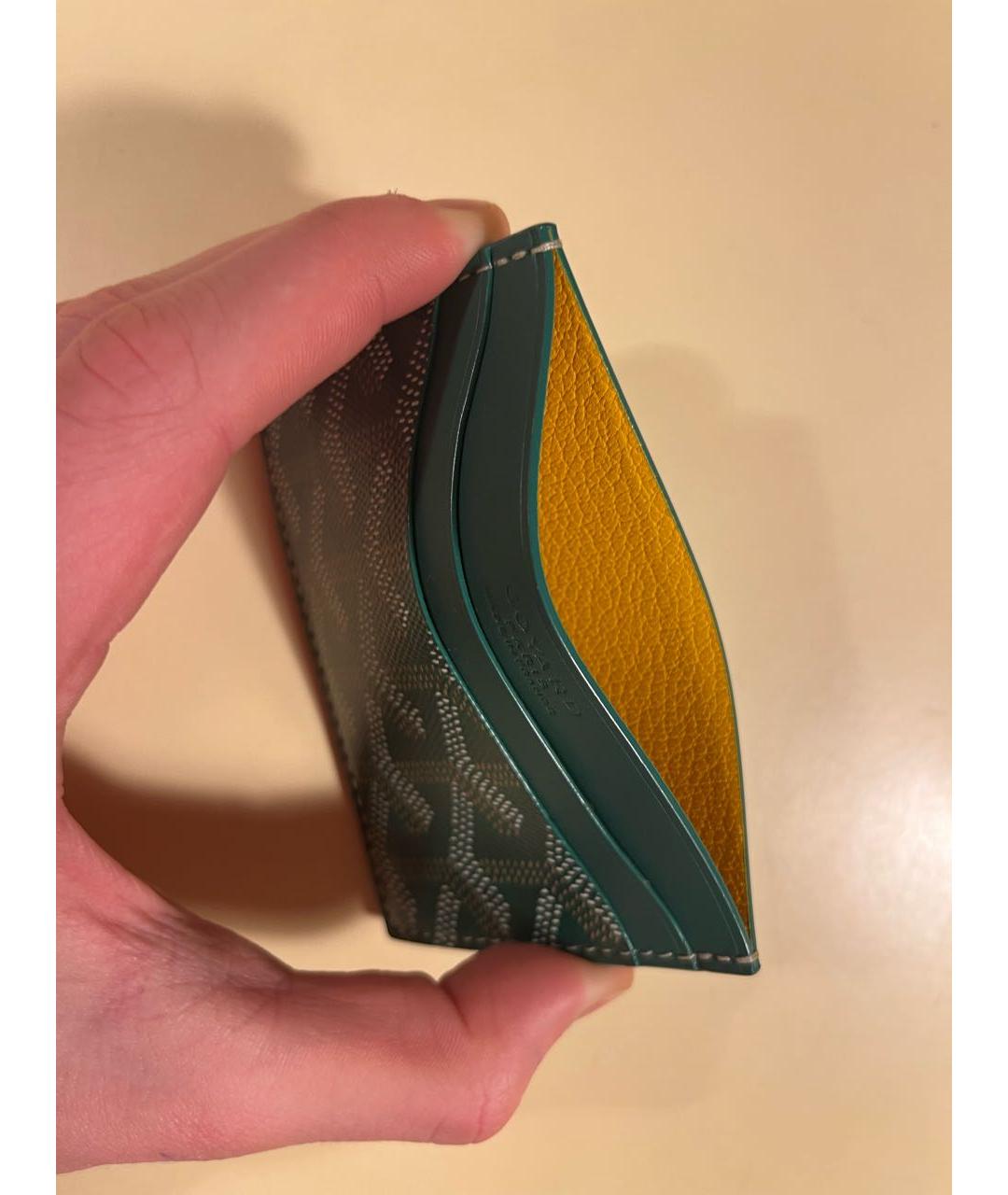 GOYARD Зеленый кардхолдер из искусственной кожи, фото 3