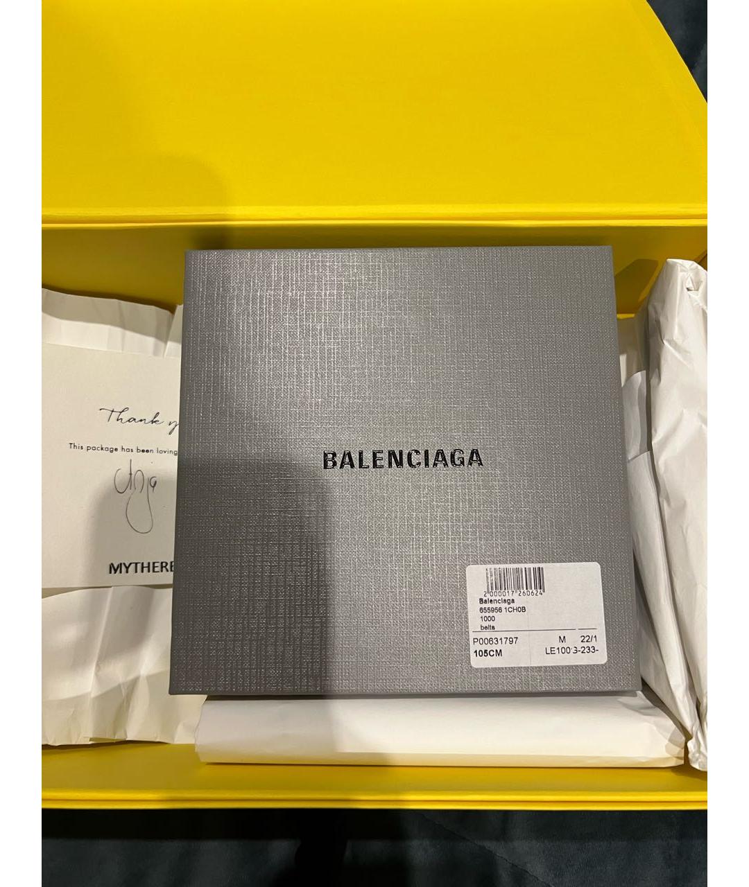 BALENCIAGA Черный кожаный ремень, фото 6