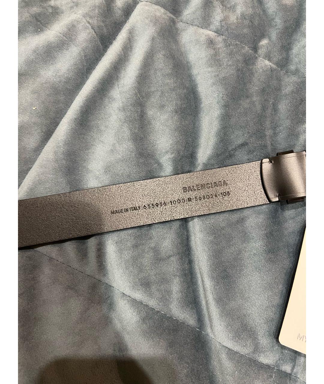 BALENCIAGA Черный кожаный ремень, фото 3