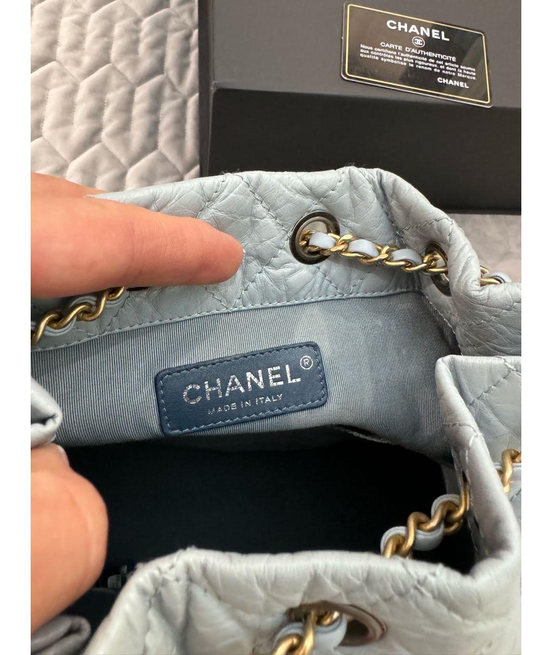 CHANEL Голубой кожаный рюкзак, фото 8