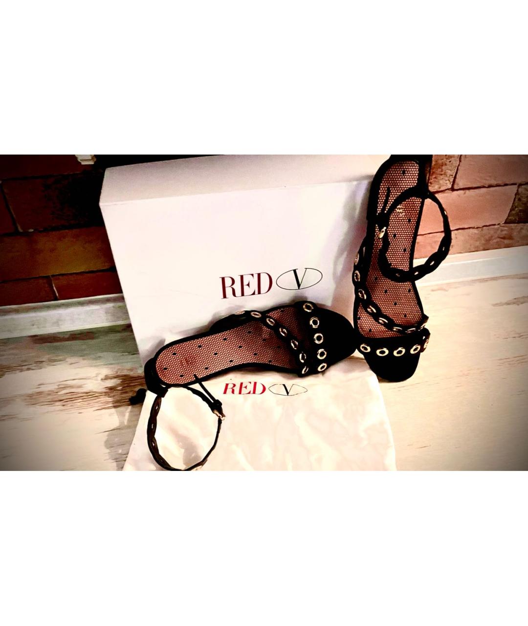 RED VALENTINO Черные кожаные сандалии, фото 6