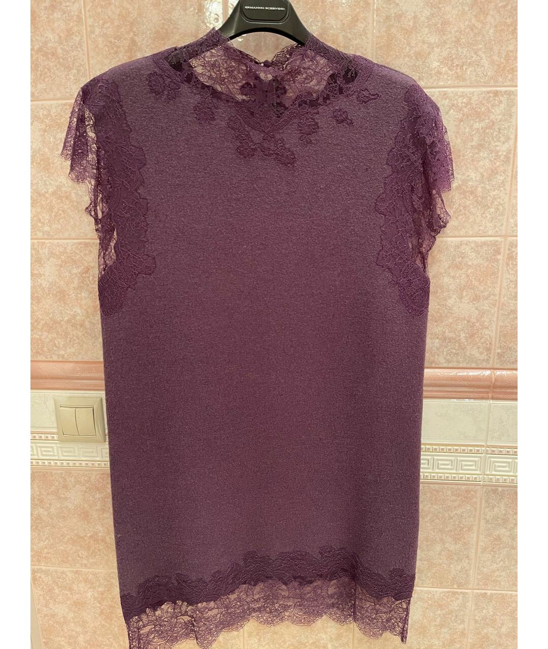 ERMANNO SCERVINO Фиолетовое шерстяное коктейльное платье, фото 6