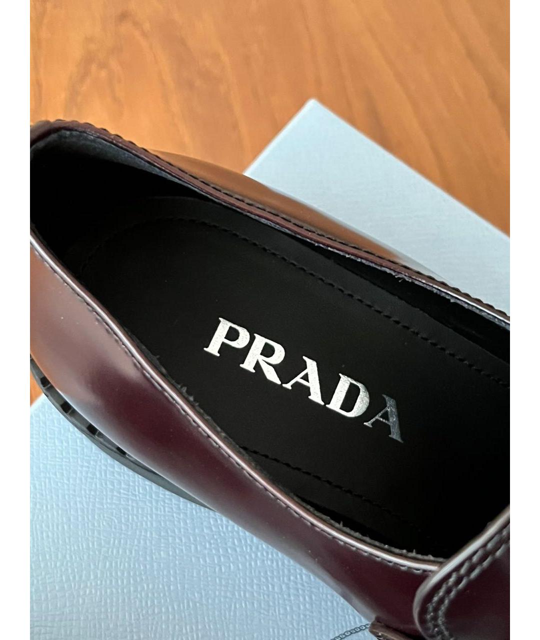 PRADA Бордовые кожаные лоферы, фото 4