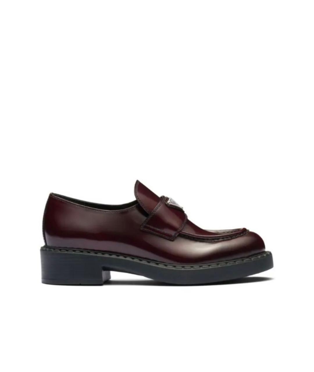 PRADA Бордовые кожаные лоферы, фото 1