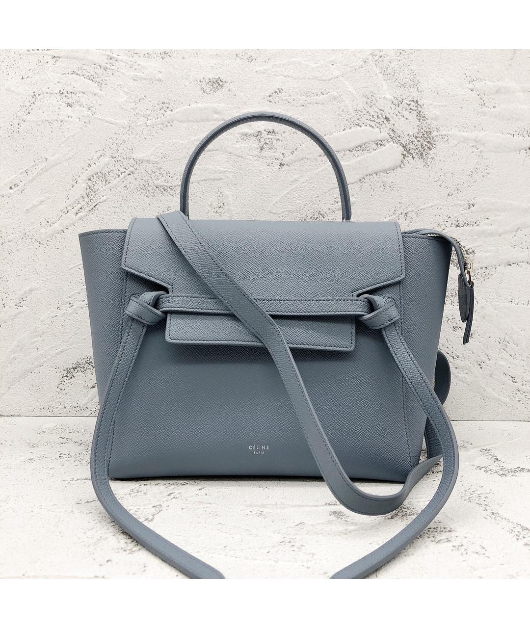 CELINE Синяя кожаная сумка с короткими ручками, фото 9