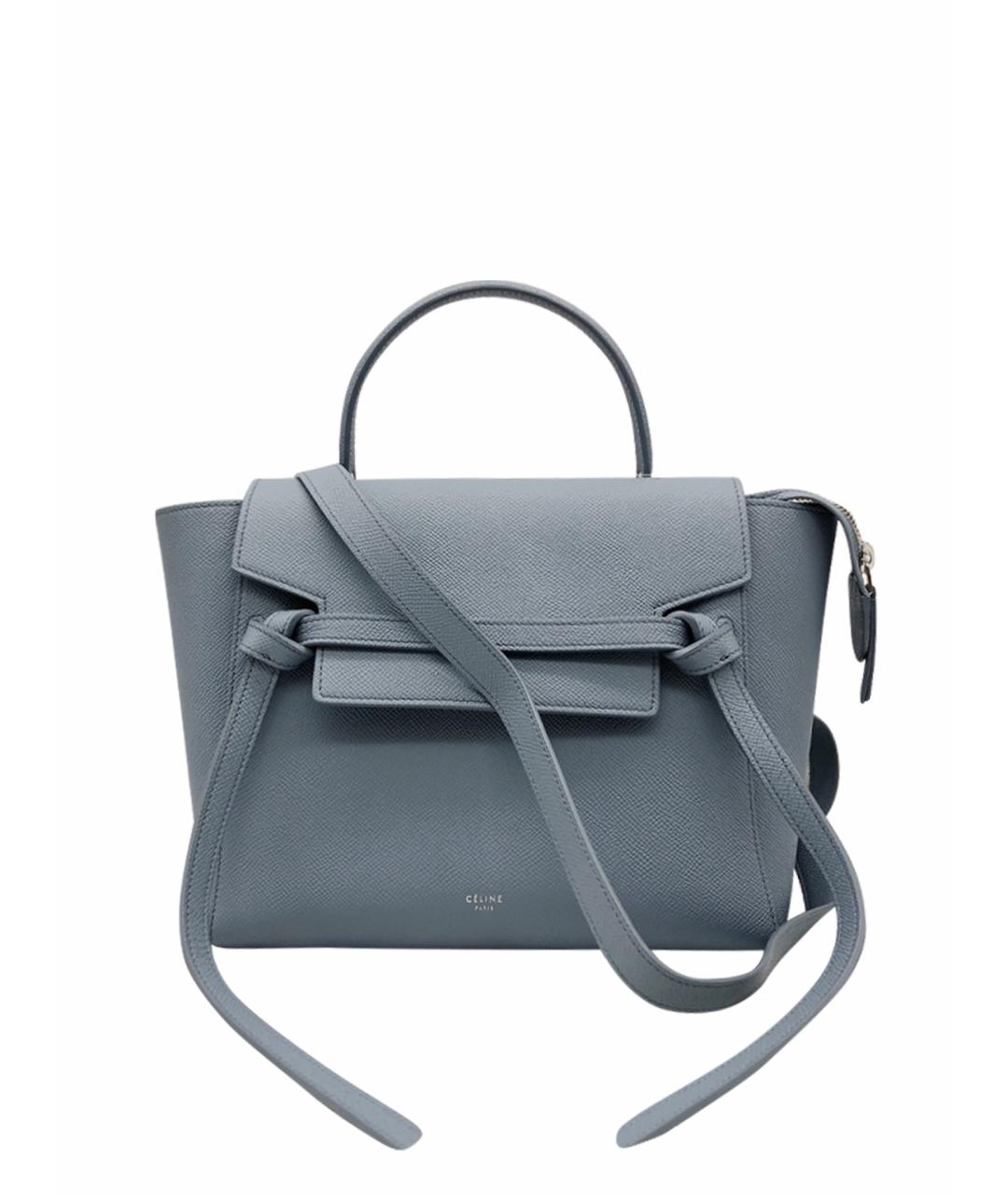 CELINE Синяя кожаная сумка с короткими ручками, фото 1