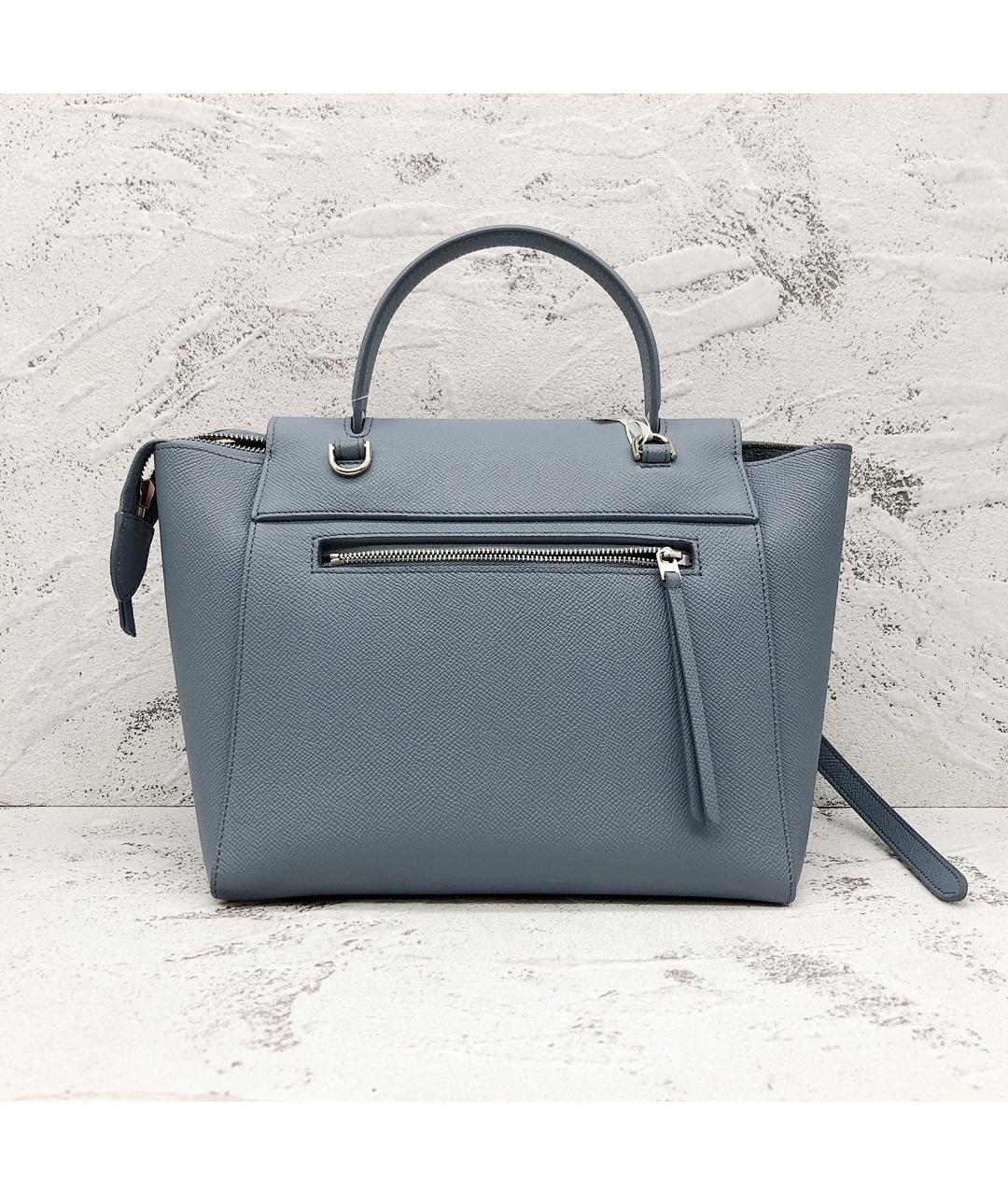 CELINE Синяя кожаная сумка с короткими ручками, фото 4