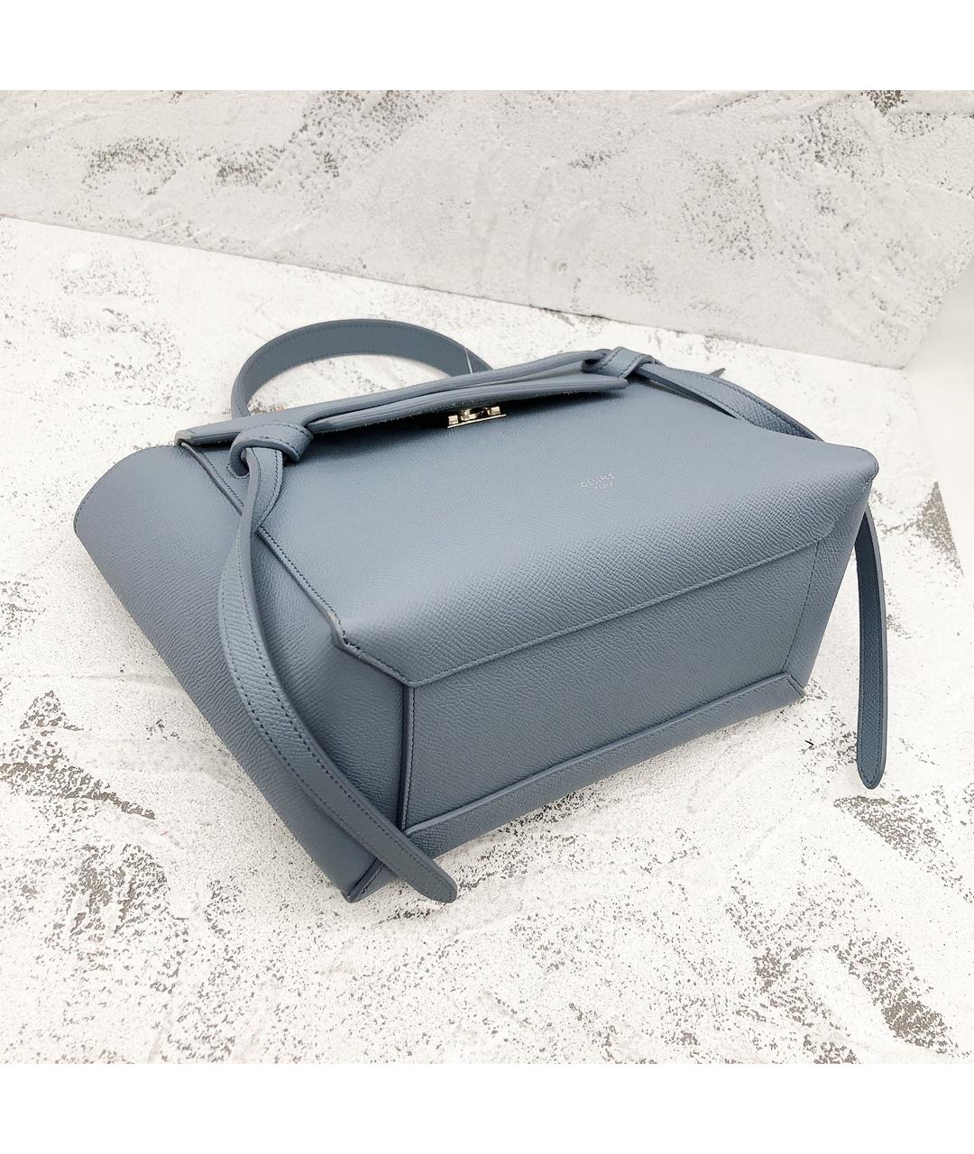 CELINE Синяя кожаная сумка с короткими ручками, фото 5