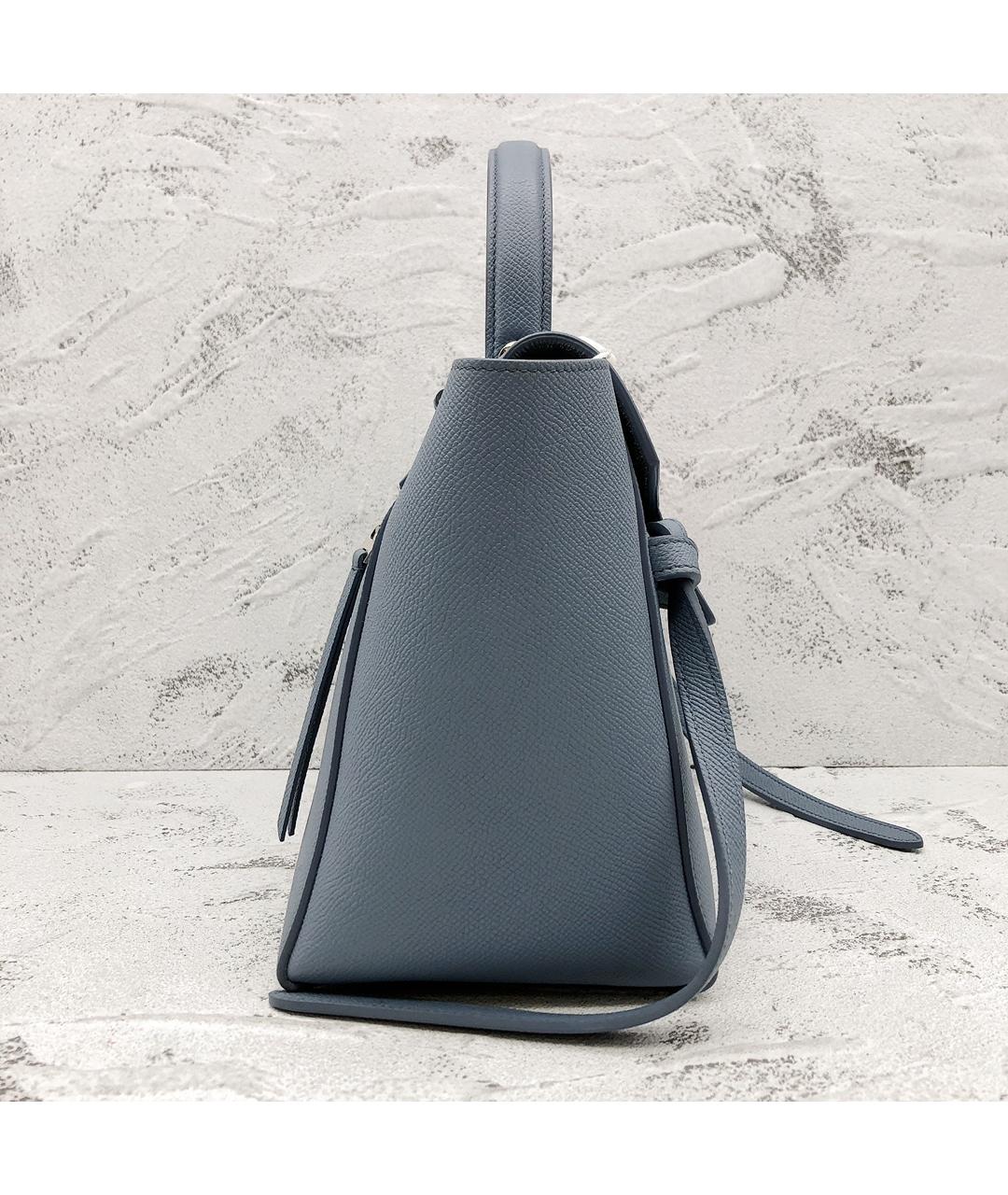 CELINE Синяя кожаная сумка с короткими ручками, фото 3