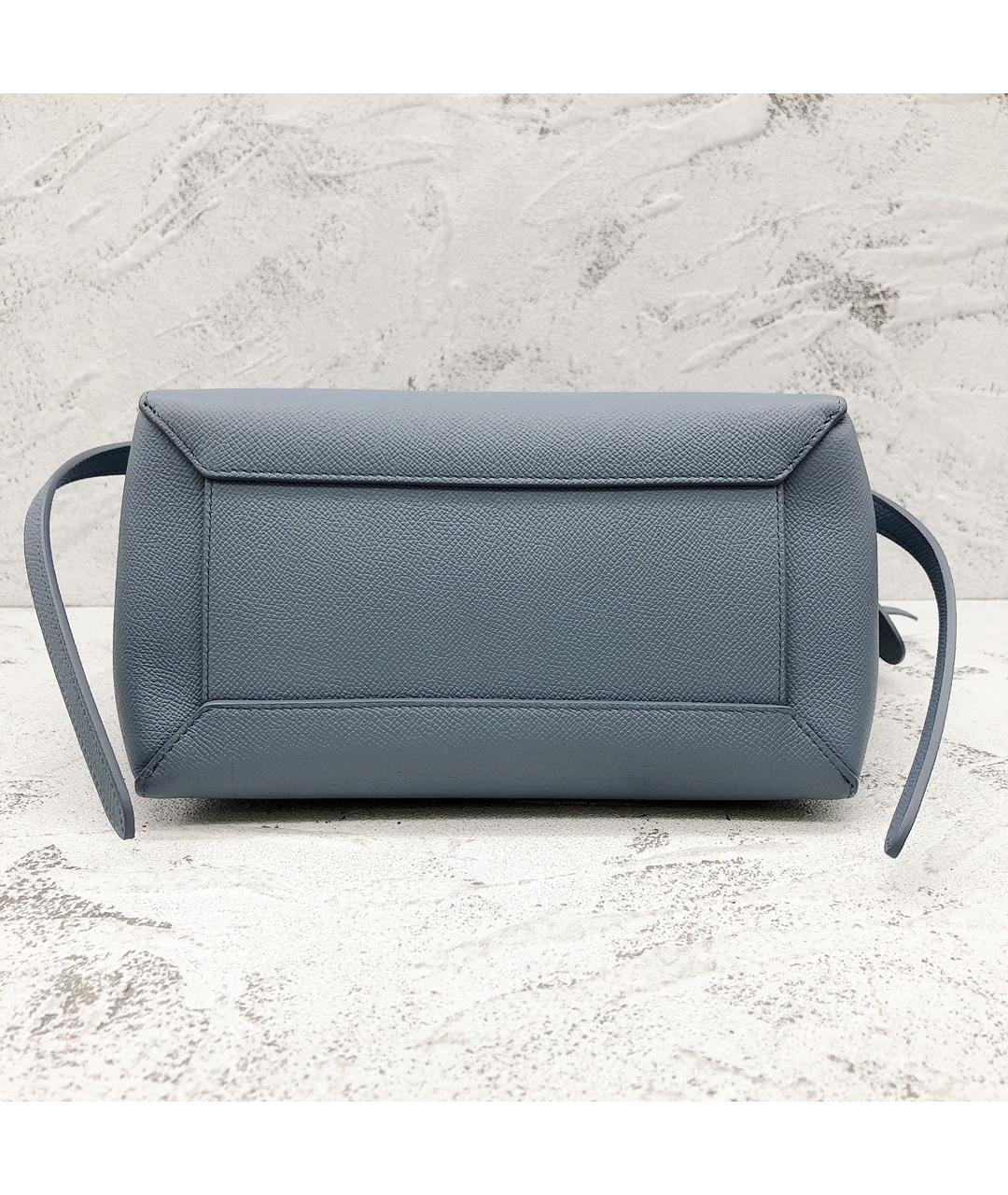 CELINE Синяя кожаная сумка с короткими ручками, фото 8