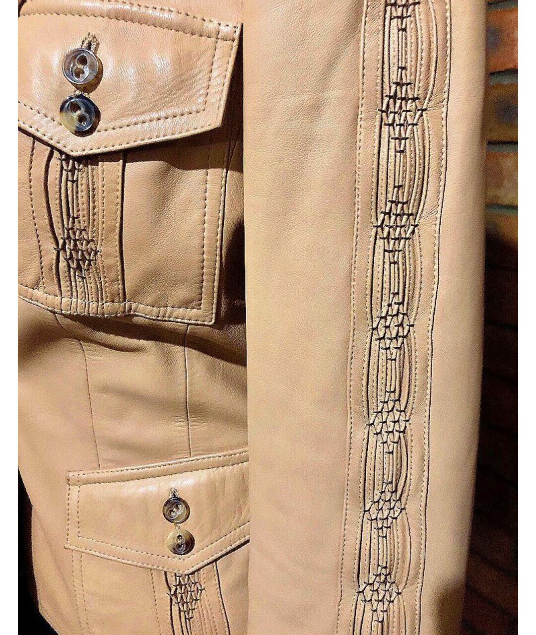 CHRISTIAN DIOR PRE-OWNED Бежевый кожаный жакет/пиджак, фото 2