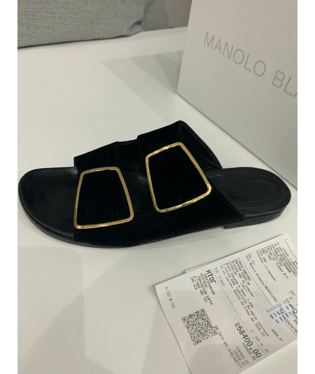 MANOLO BLAHNIK Черные кожаные сандалии, фото 3