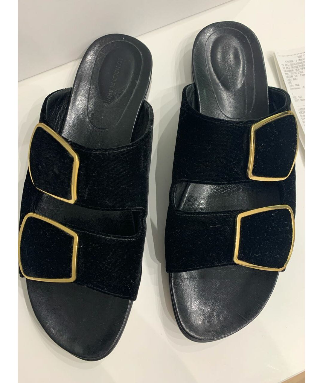 MANOLO BLAHNIK Черные кожаные сандалии, фото 2