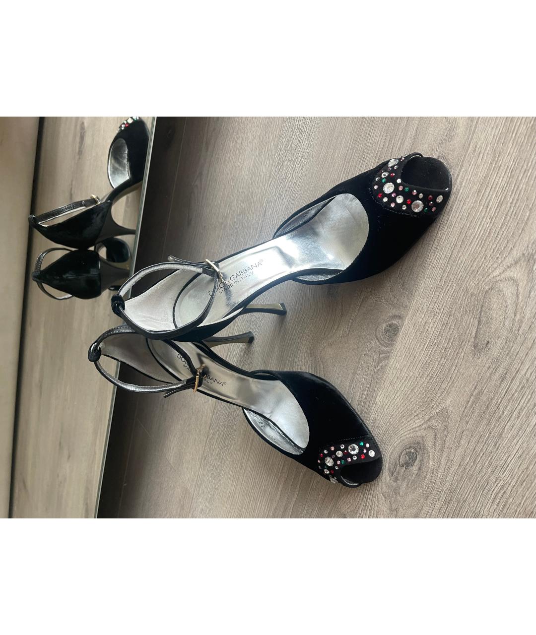 DOLCE&GABBANA Черные бархатные туфли, фото 2