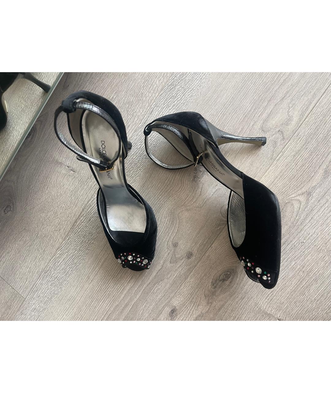 DOLCE&GABBANA Черные бархатные туфли, фото 5