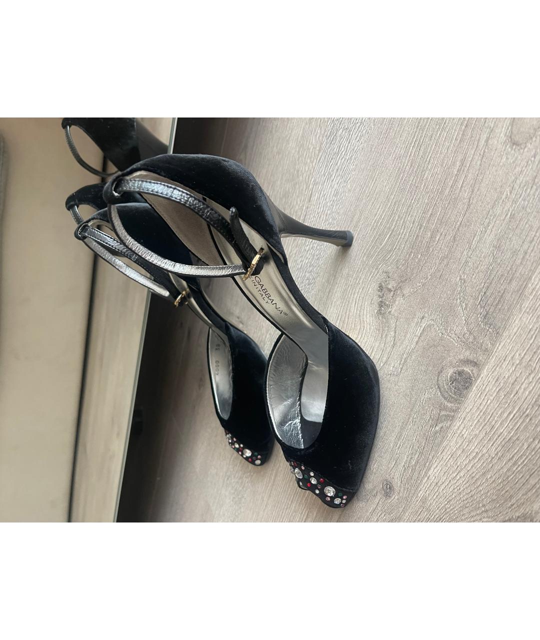 DOLCE&GABBANA Черные бархатные туфли, фото 4