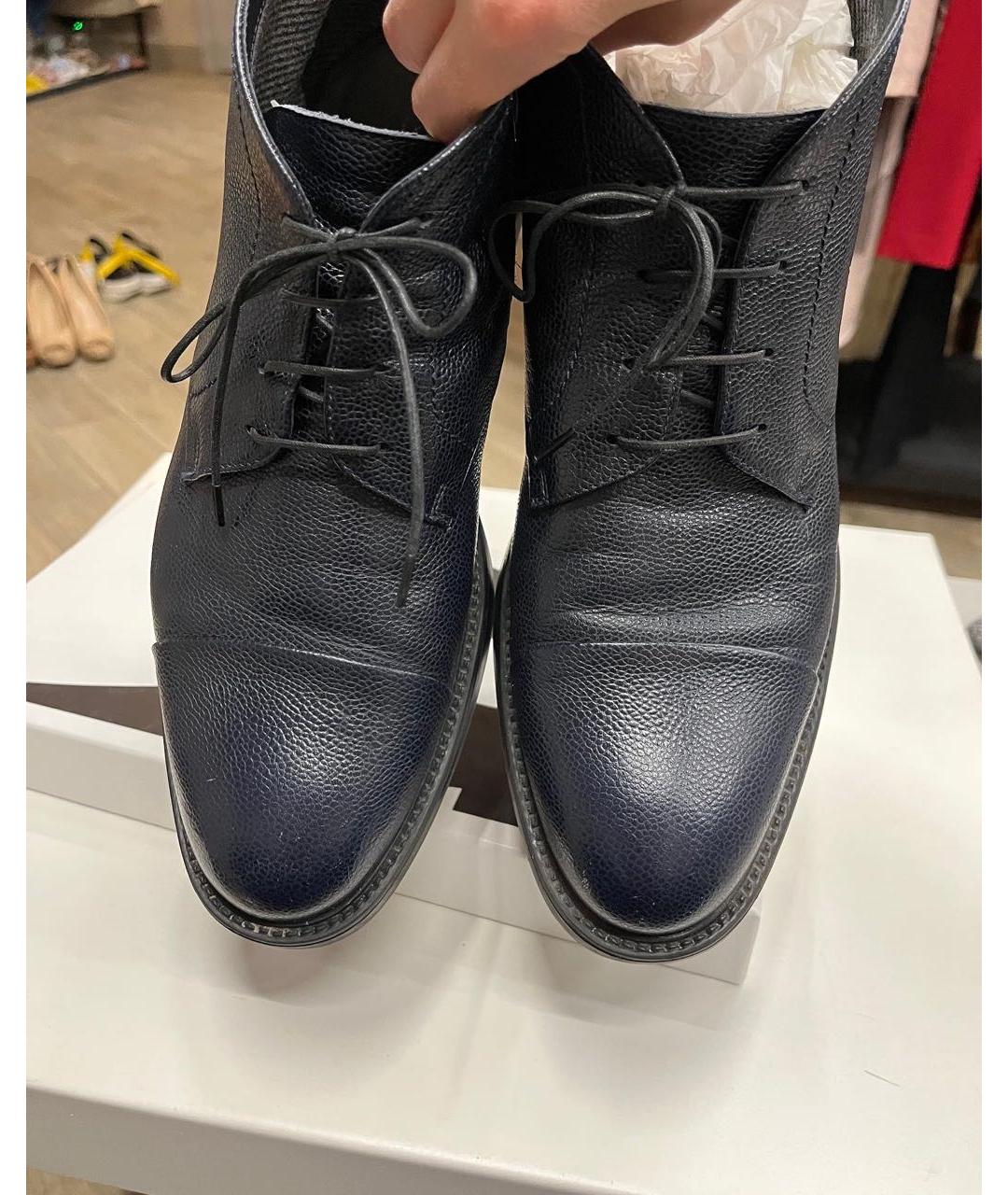 MORESCHI Темно-синие кожаные низкие ботинки, фото 2