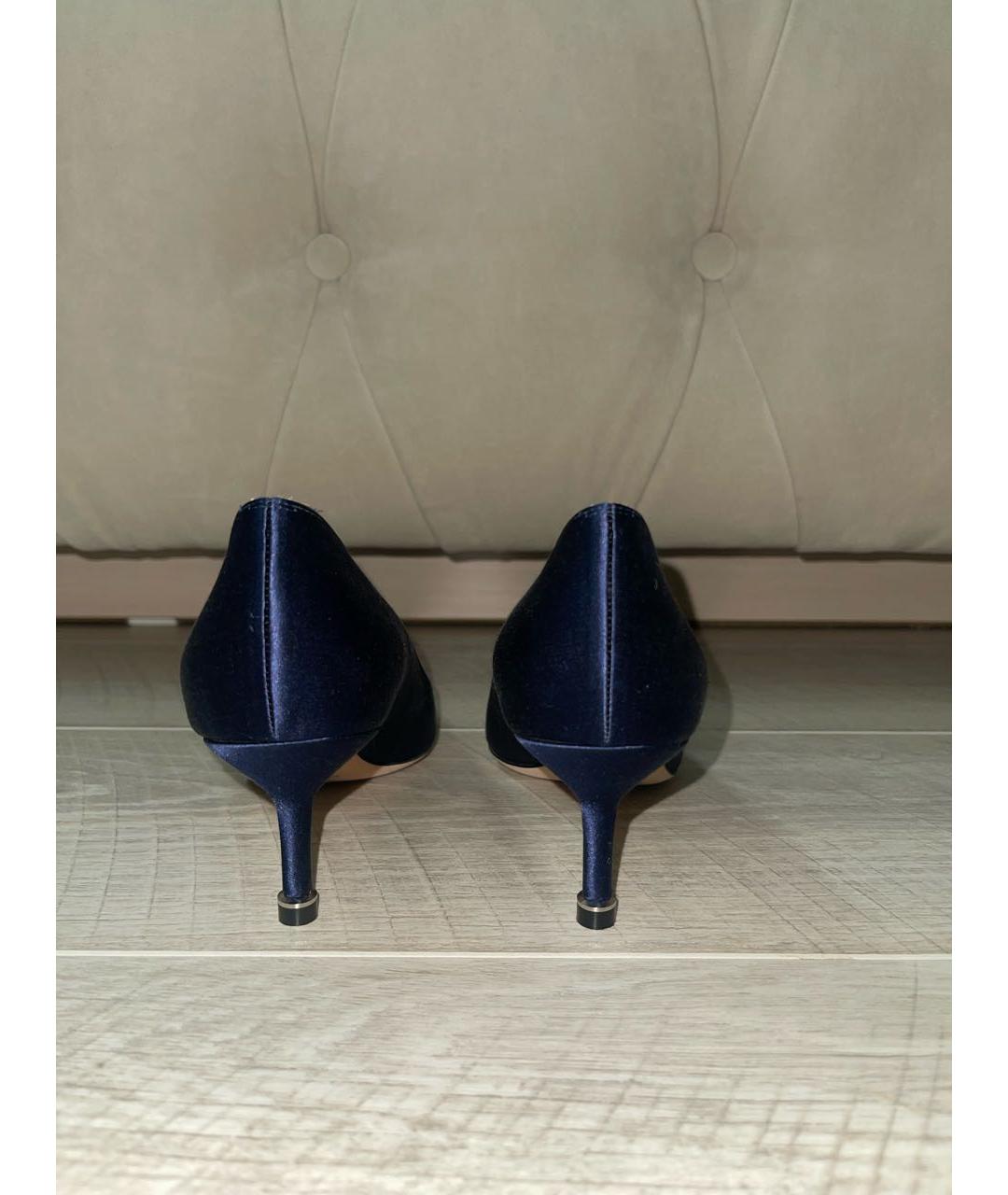 MANOLO BLAHNIK Темно-синие текстильные туфли, фото 4