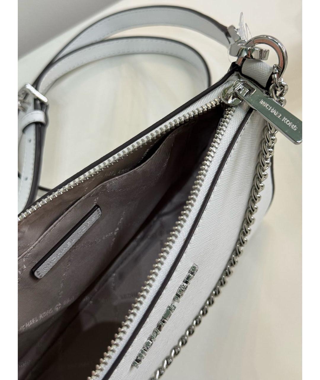 MICHAEL KORS Белая кожаная сумка через плечо, фото 4