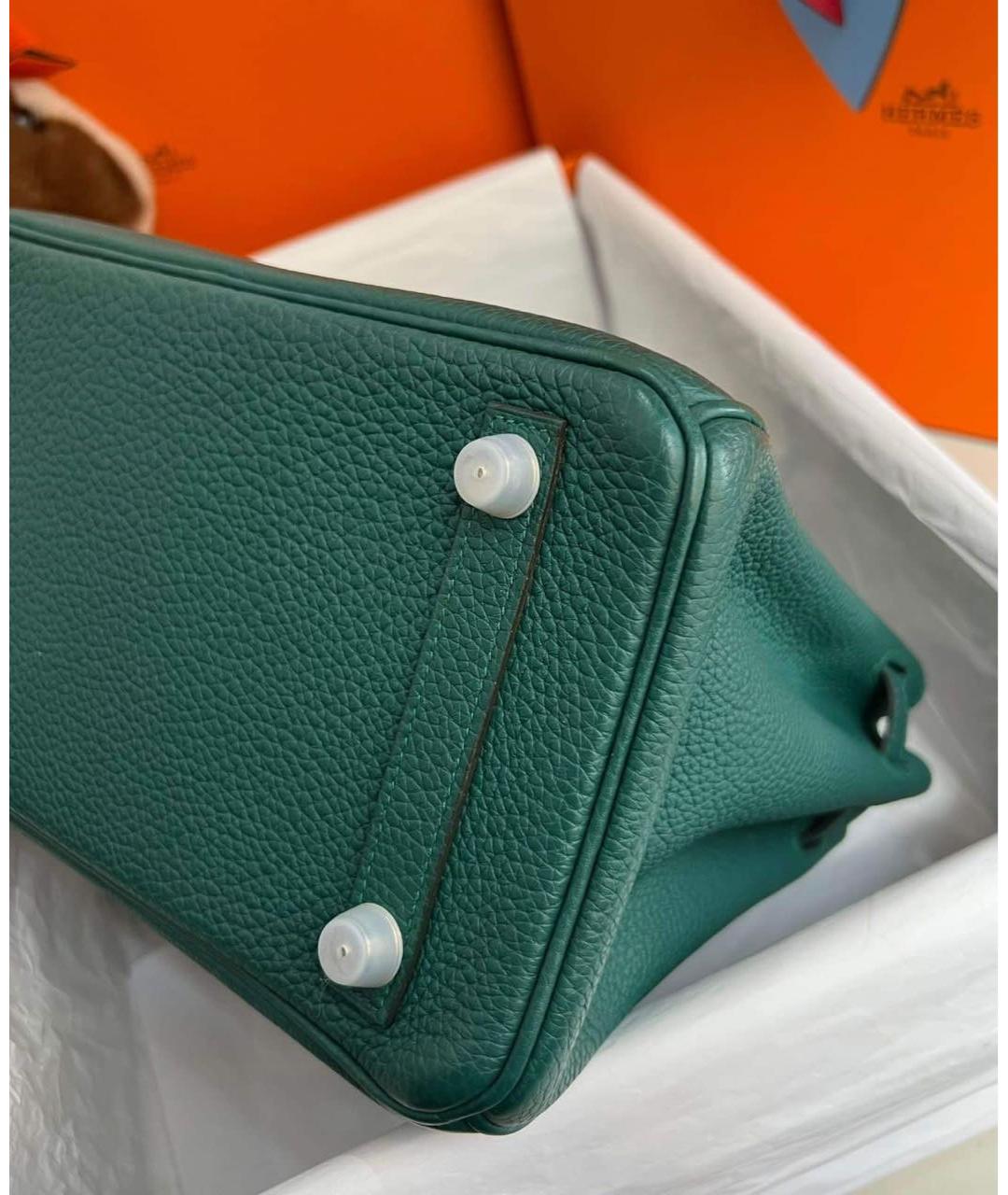 HERMES PRE-OWNED Зеленая кожаная сумка с короткими ручками, фото 6