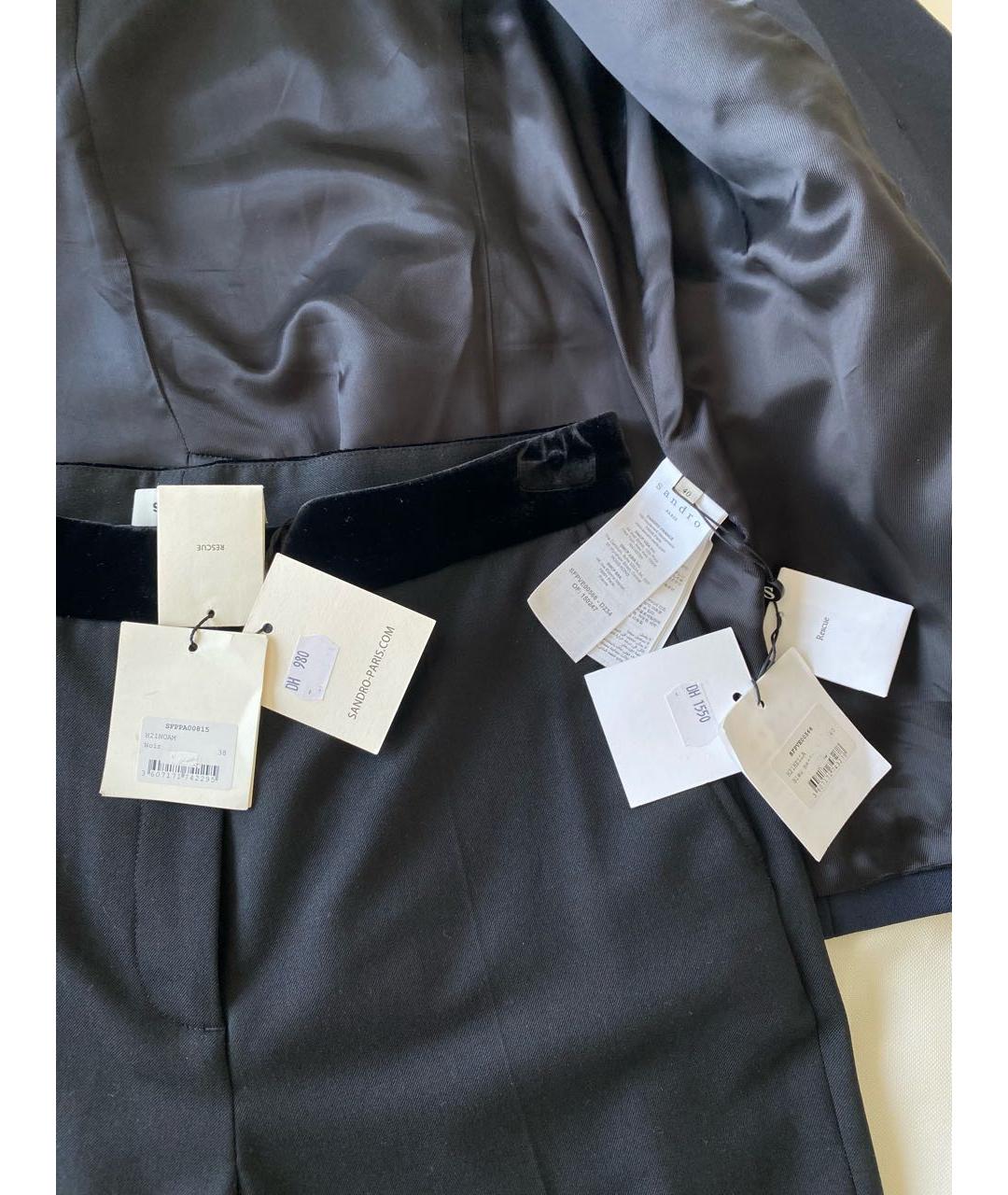 SANDRO Черный бархатный костюм с брюками, фото 4