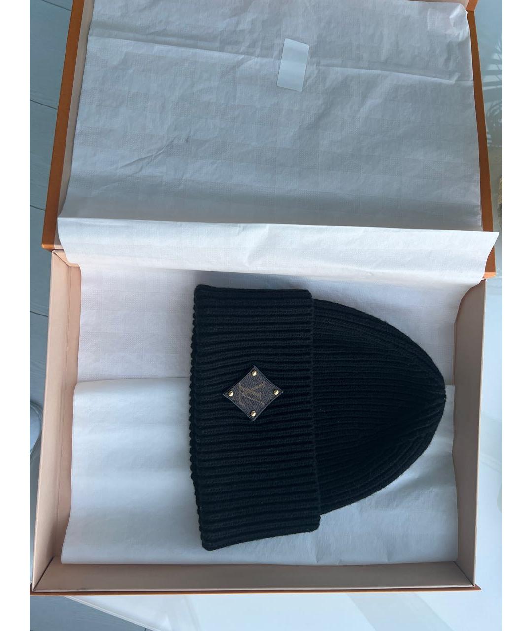LOUIS VUITTON Черная шерстяная шапка, фото 2
