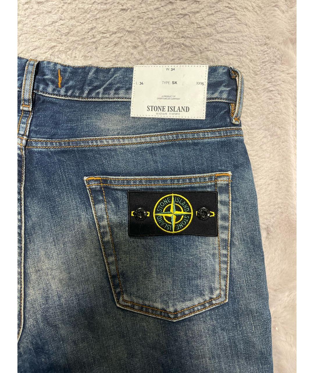 STONE ISLAND Темно-синие хлопковые джинсы скинни, фото 3