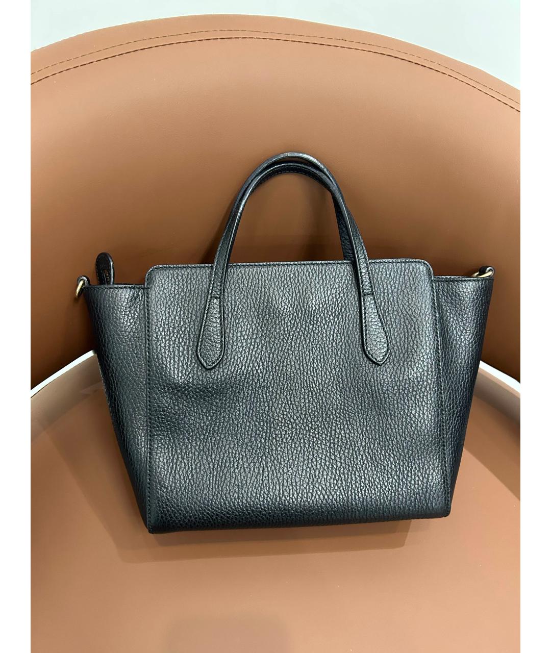 GUCCI Черная кожаная сумка с короткими ручками, фото 2