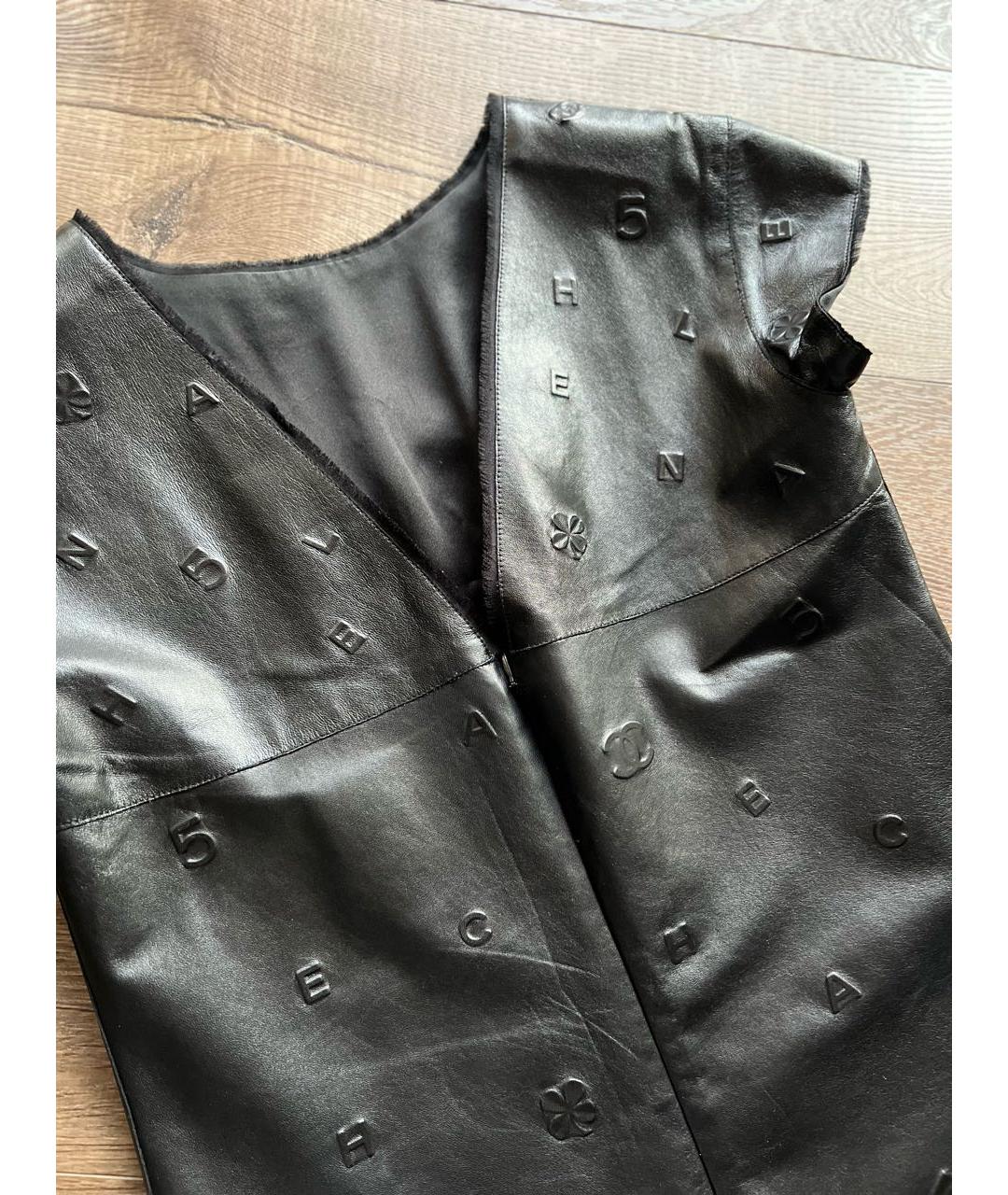 CHANEL PRE-OWNED Черное кожаное платье, фото 4